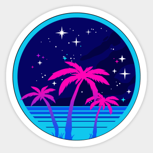 Synth Island Vaporwave Palms Sticker